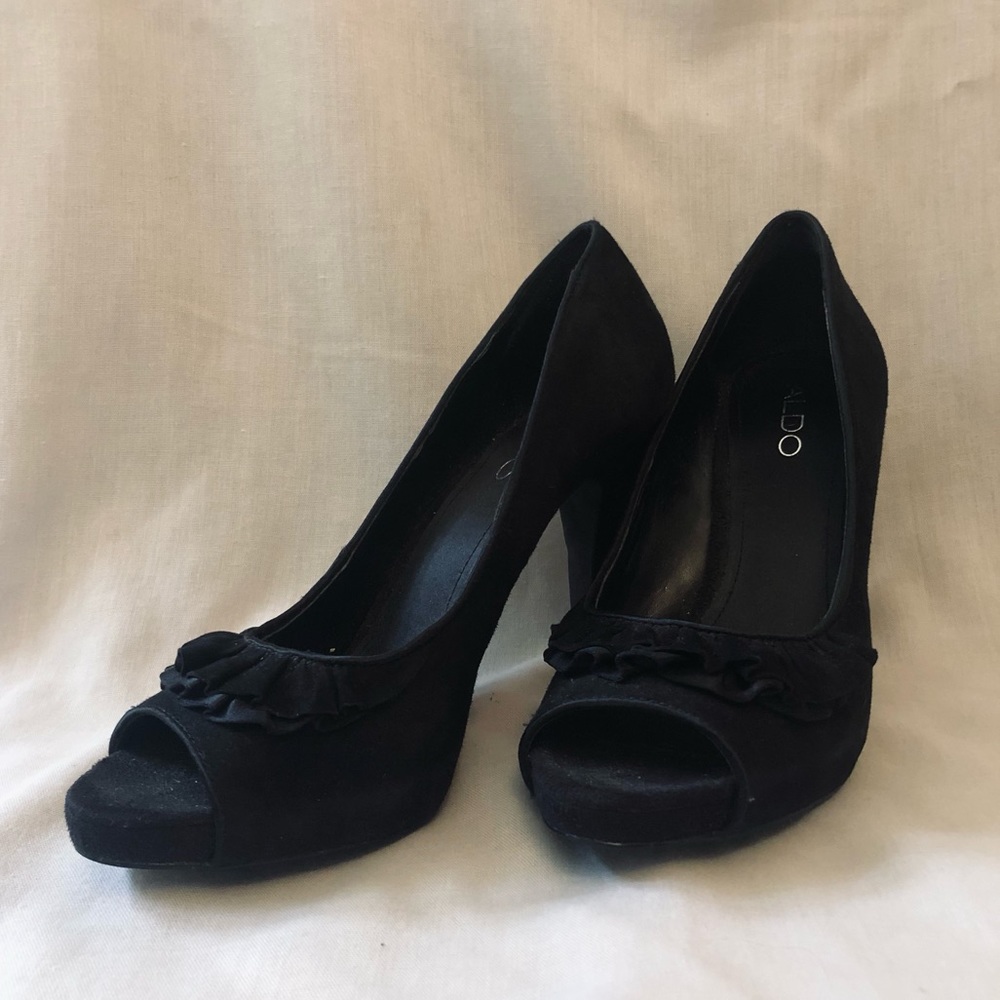 ALDO Black Suede Womens High Heel Stilettos